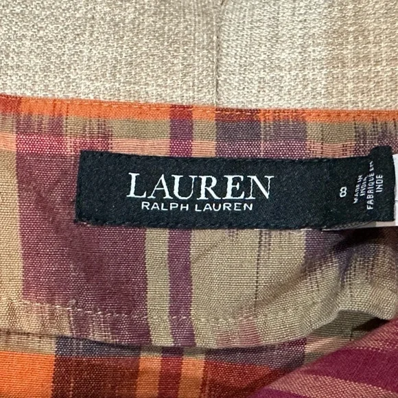 Ralph Lauren Women’s Geo Motif Cotton Linen Wrap Skirt Red Size 8 - NWT - Picture 13 of 14